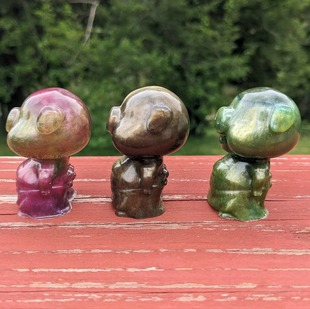 3 Little Pigs Resin Art Handmade Colorful Cute Pig Artisan Gift Piggy Easter - Picture 7 of 16